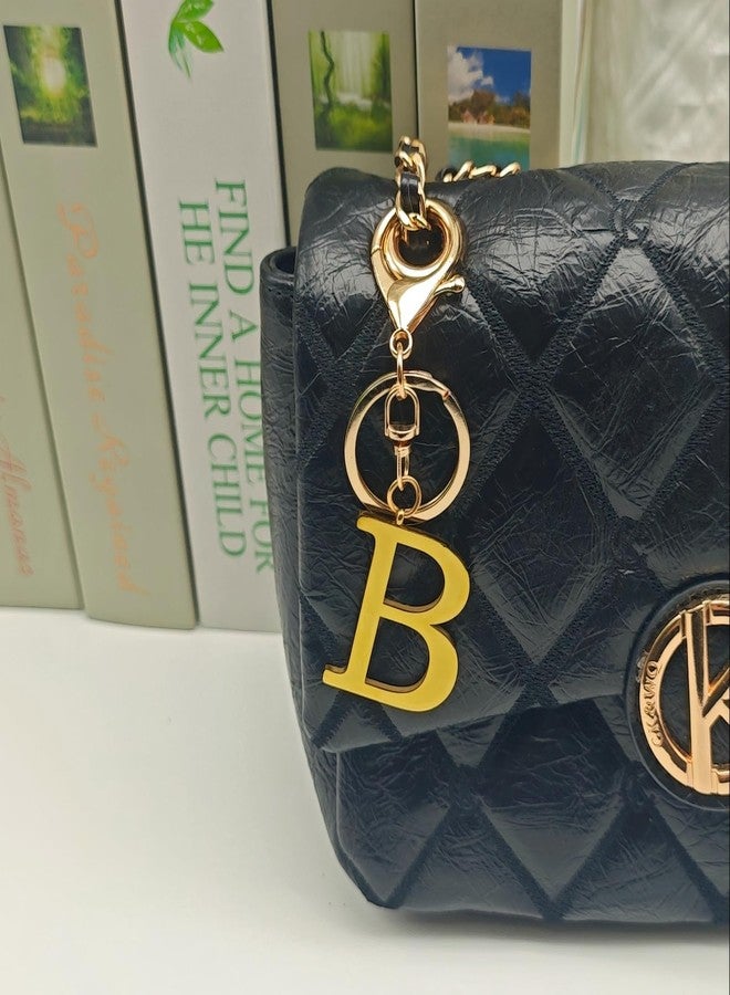 Bandfol Gold Letter Keychain for Women 3PCS Bag Charms Purse Charms For Handbags Metal Alphabet Initial Letter Keychain (GOLD-B) - Image 2
